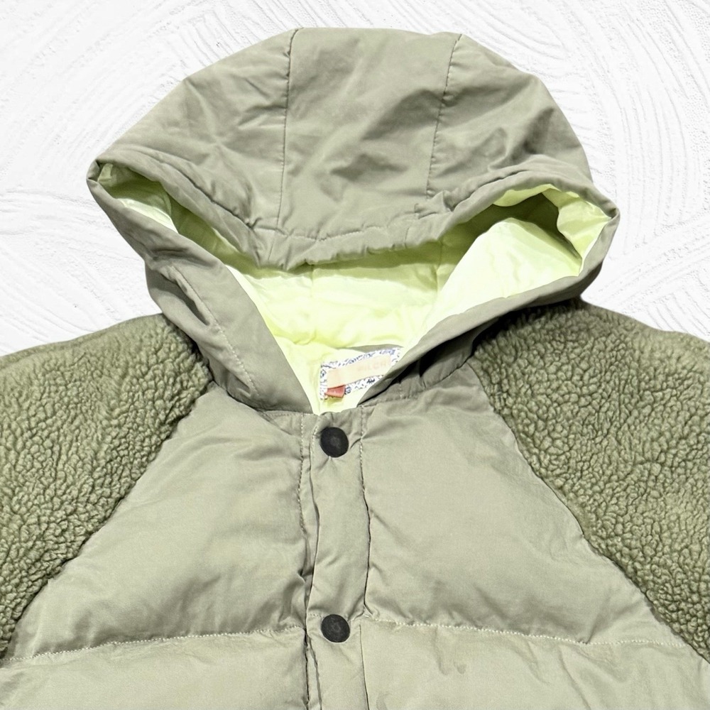 Anthropologie Pilcro Green Swing Puffer Sherpa Jacket Large - Picture 2 of 8